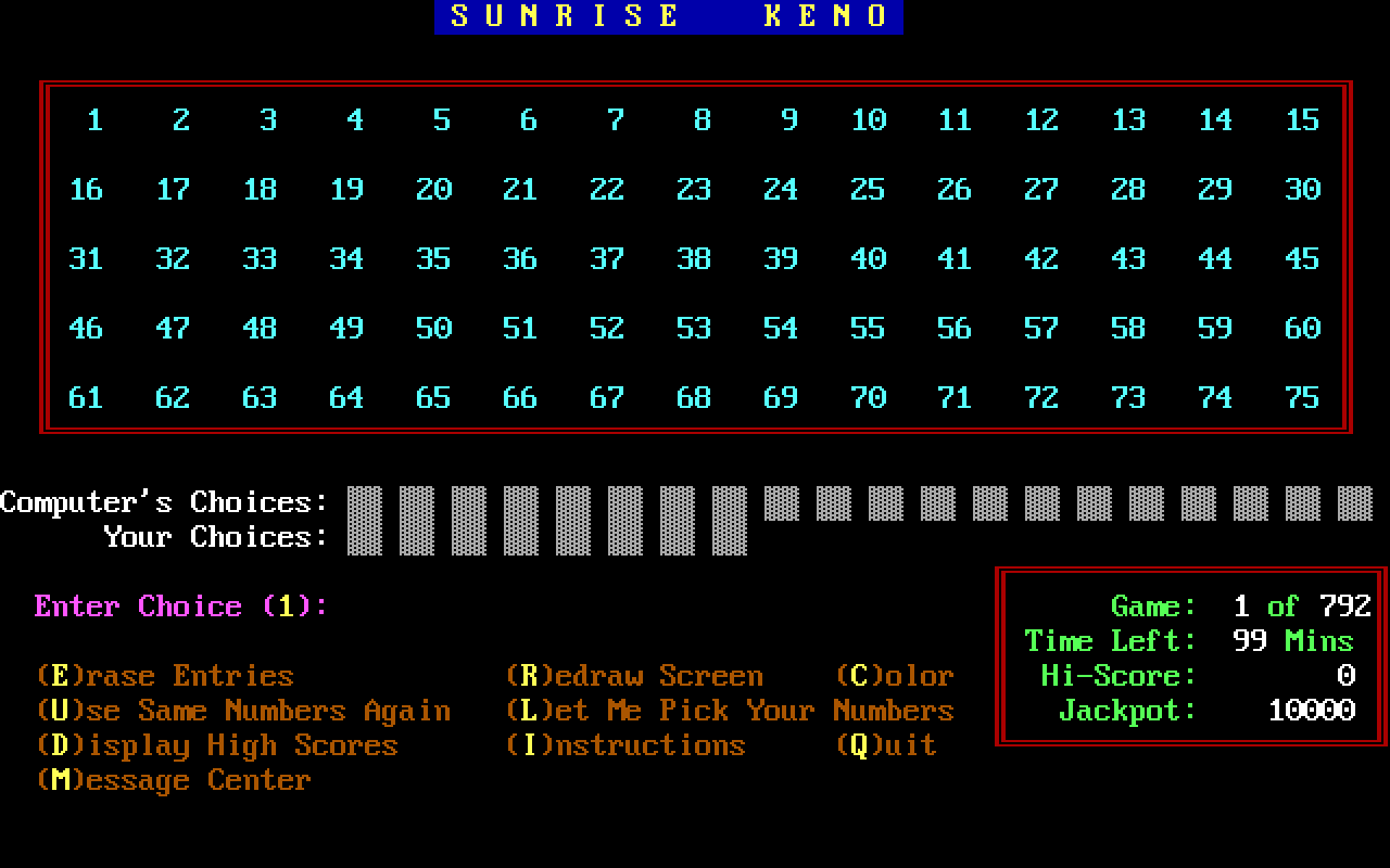 Sunrise Keno Sunrise Keno