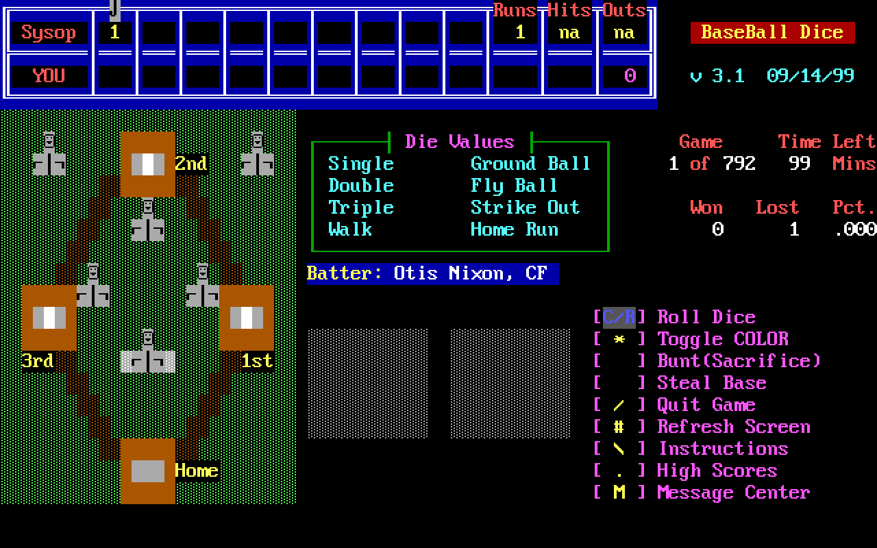 Baseball Dice Baseball Dice