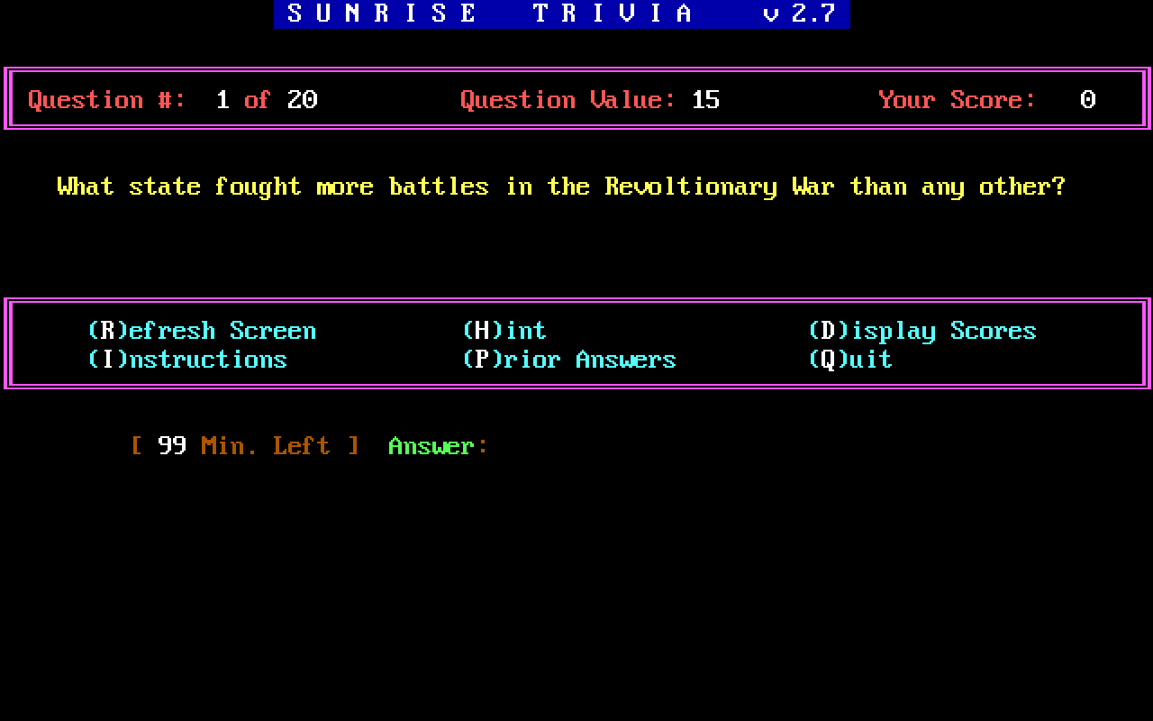 Sunrise Trivia Sunrise Trivia