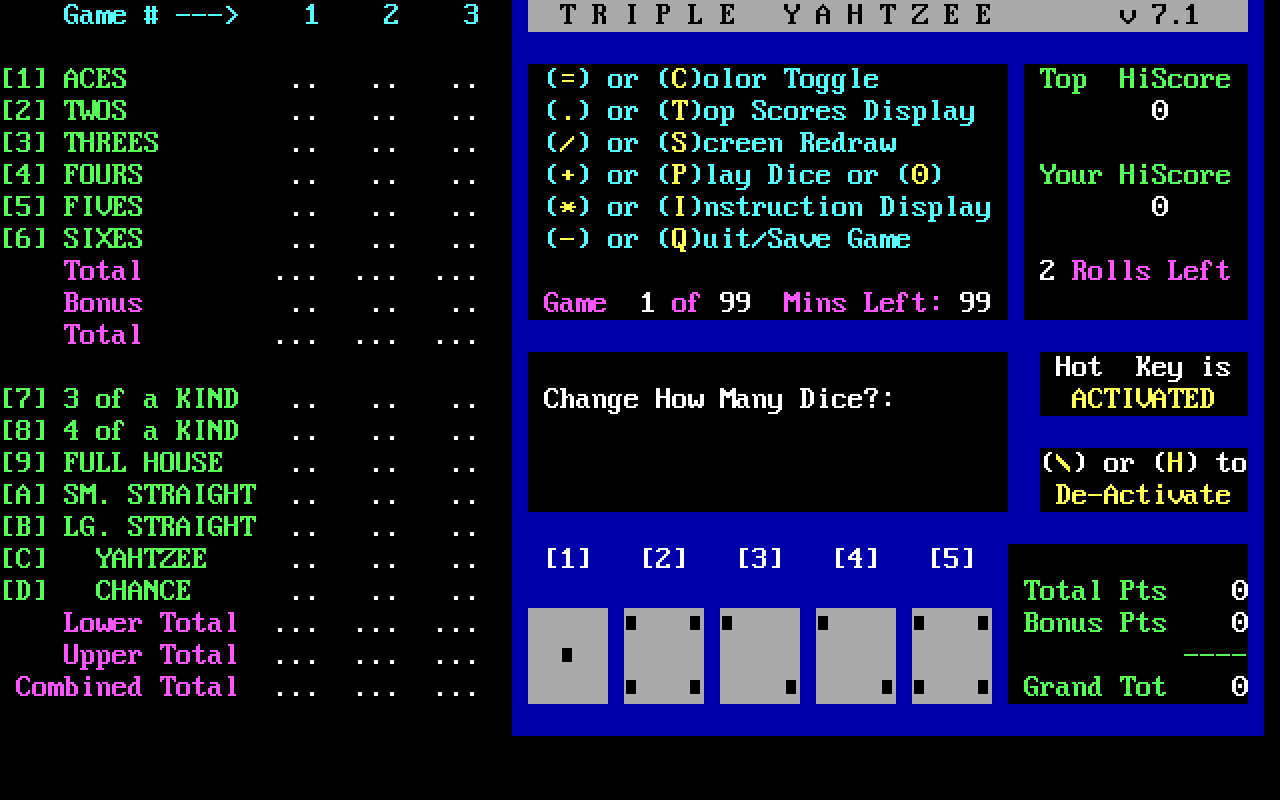 Triple Yahtzee Triple Yahtzee