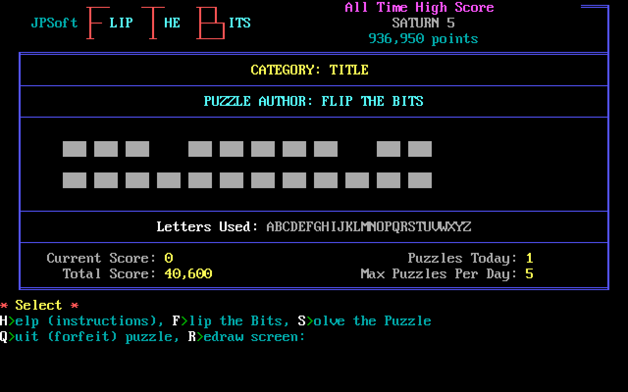 Flip the Bits Flip the Bits