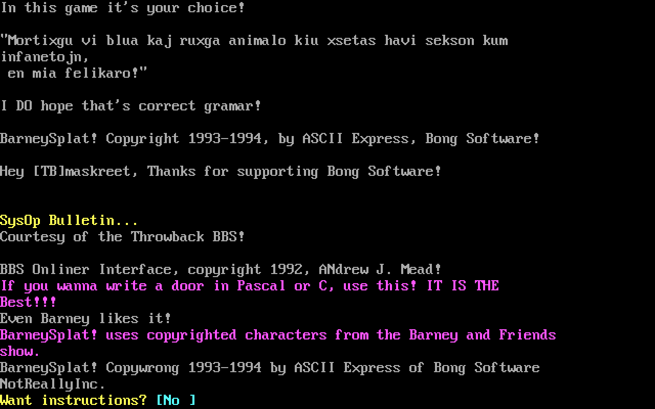 Barney Splat! Barney Splat!